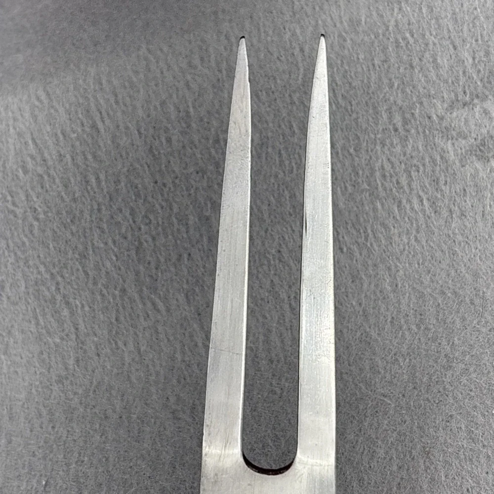 Vtg Northcraft Japan SS Full Extended Tang 2 Prong Carving Fork Acier Inoxydable